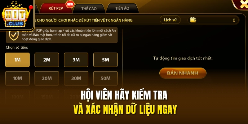 Hội viên hãy kiểm tra và xác nhận dữ liệu ngay