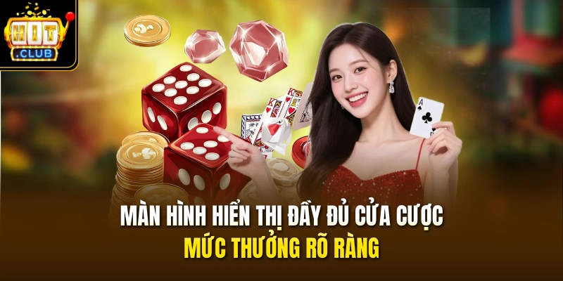 Màn hình hiển thị đầy đủ cửa cược, mức thưởng rõ ràng